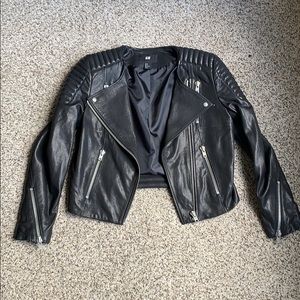 H&M US 6 Moto Black Leather Jacket